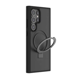 Husa Samsung Galaxy S24 Ultra Clip-On Hybrid, Matt, with MagSafe foldable Stand, Negru